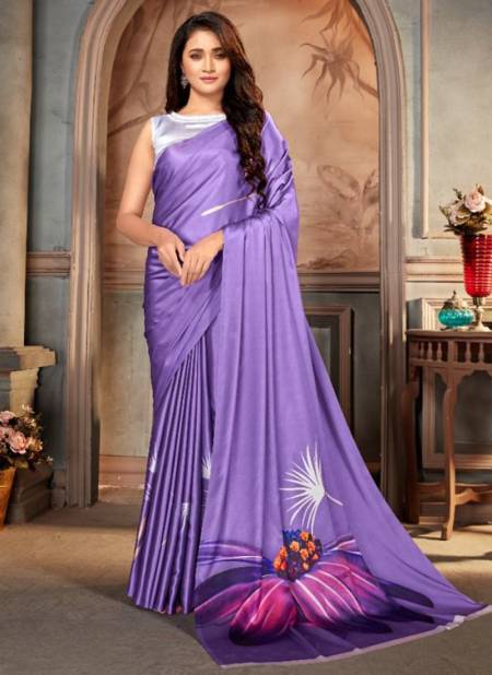Purple Colour Maira Monjolika New Latest Party Wear Satin Crepe Saree Collection 4304